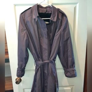 London Fog Trenchcoat Womans 14P Gray/Purple Outdoor Classic Formal Travel